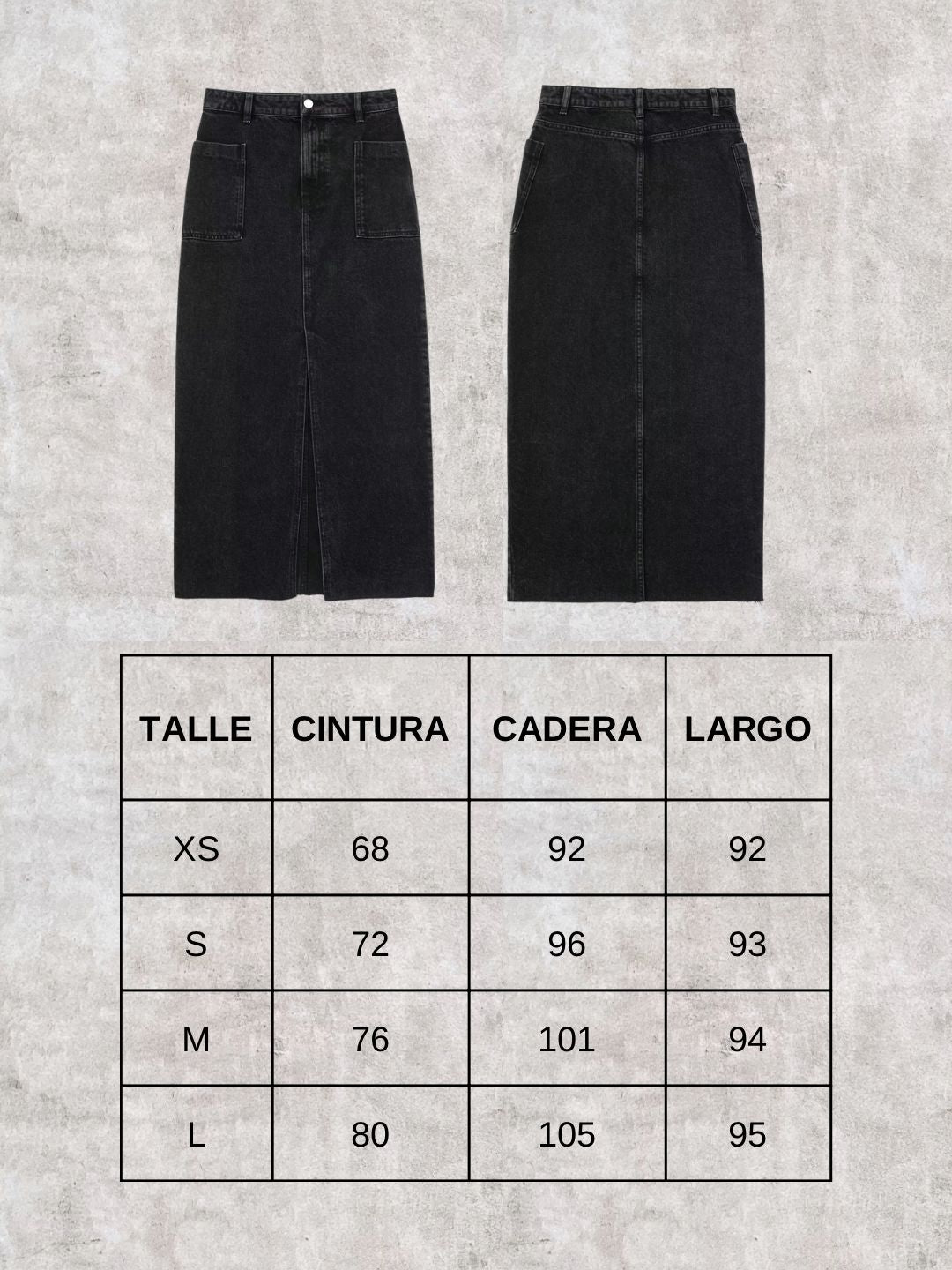 Pollera de jeans negra