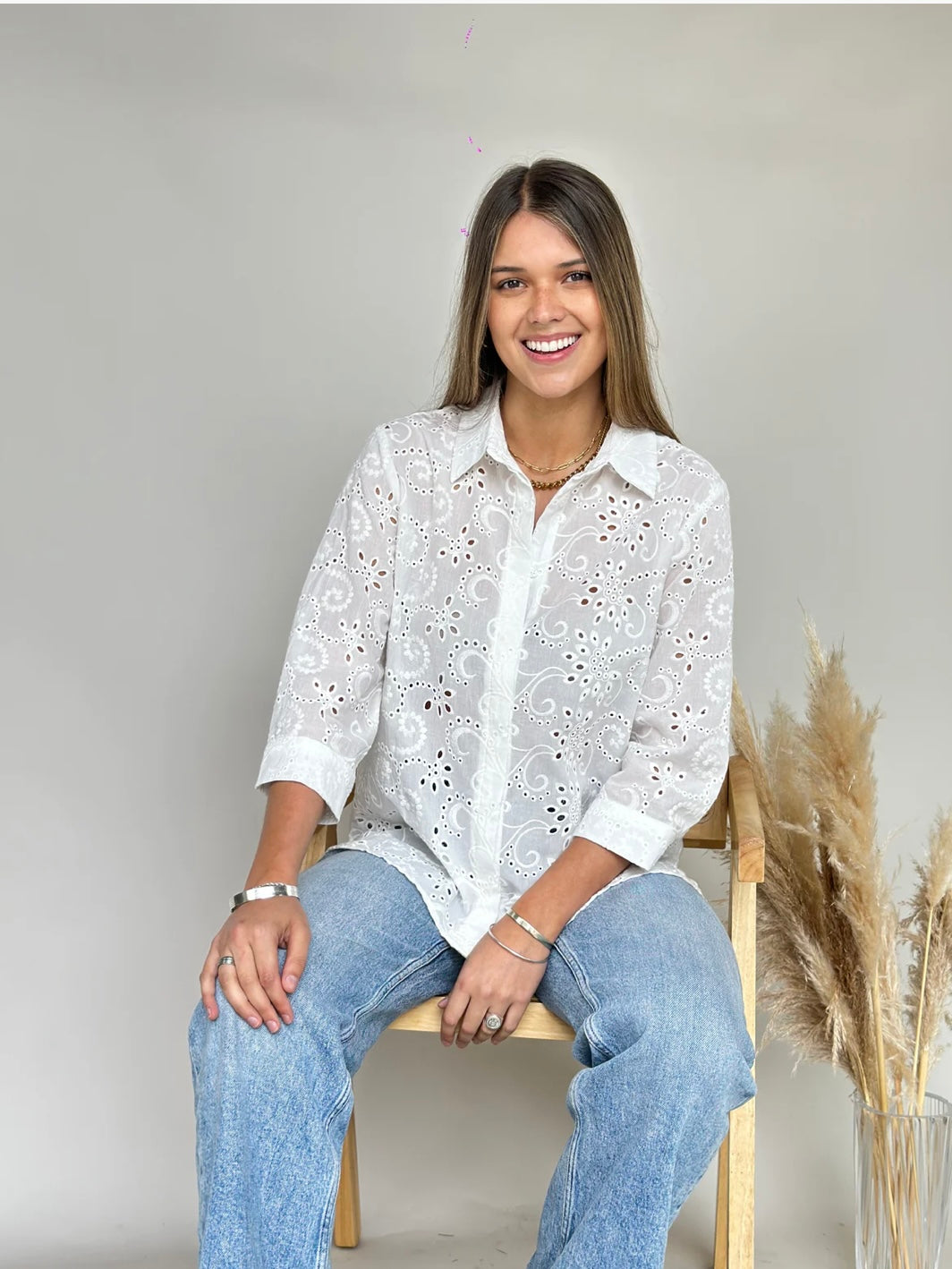 Camisa blanca broderie