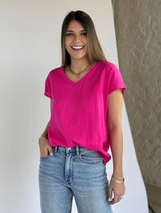 Blusa de lino con botones atrás